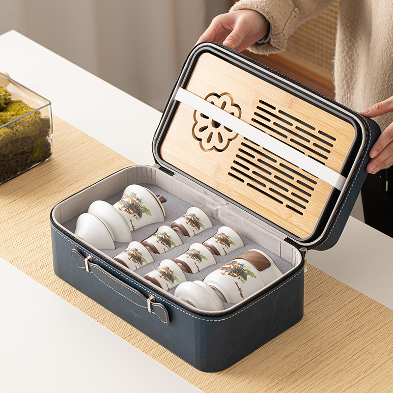 Jiangnan Chaochun Ru Kiln Travel Tea Set view 4